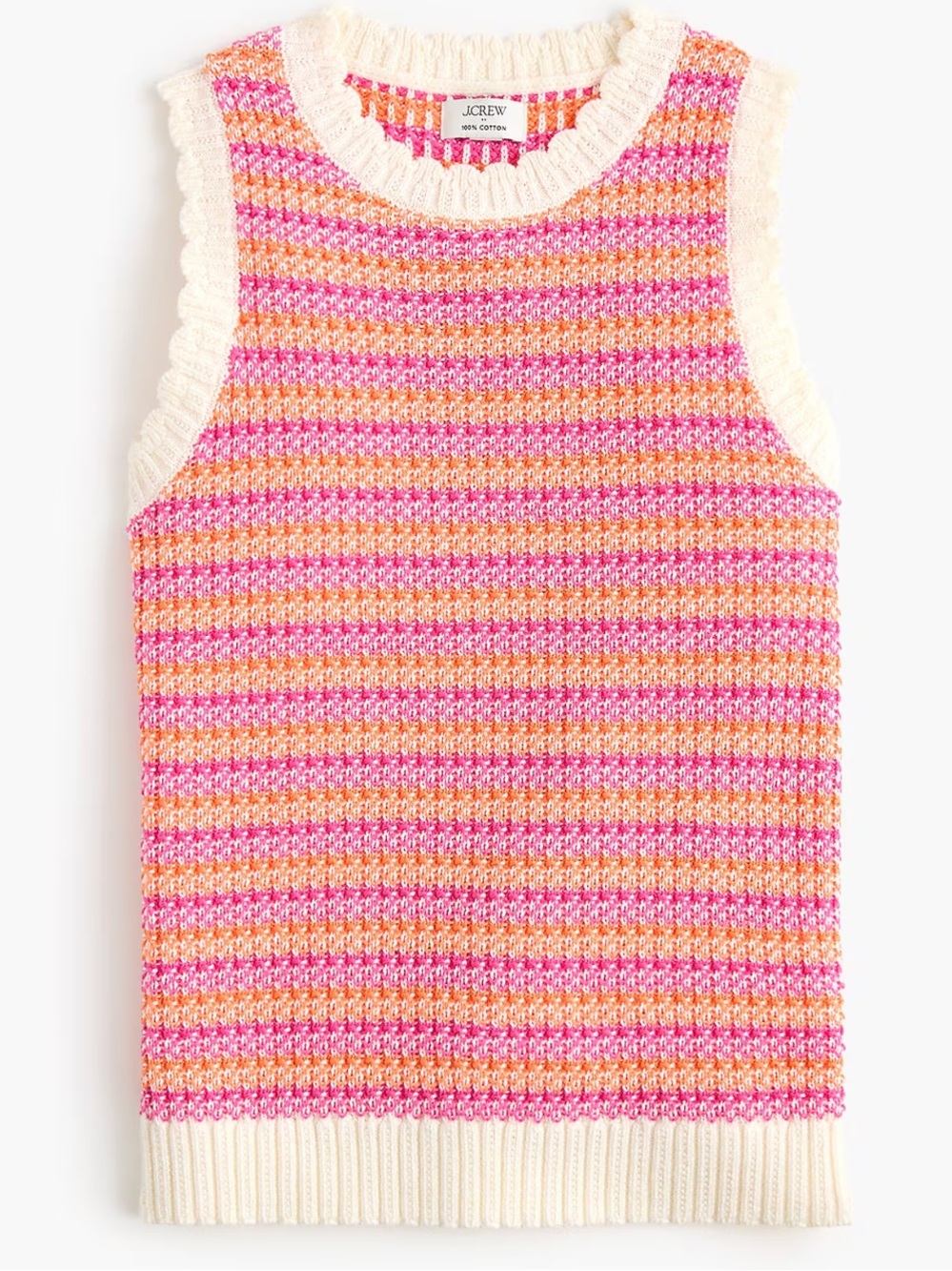 JCrew Sweater Top Textured-stitch striped Tank Top Size Large